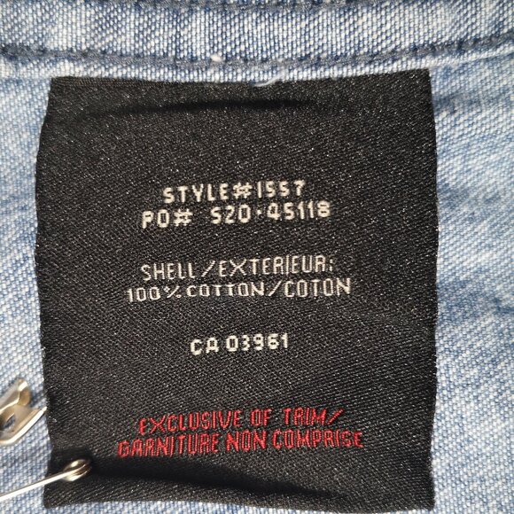 Dakota Men's Size Large Medium Wash Pearl Snap Front Closure & Cuffs Jean Shirt - Picture 5 of 11